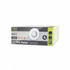 Integral LED Evofire Fire Rated Downlight 70mm Cutout 4Pack IP65 White Round +GU10 Holder